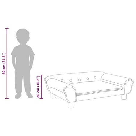 vidaXL Sofa dla dzieci, czarna, 70x45x26 cm, aksamit