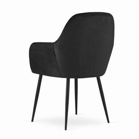 Krzesło Do Jadalni Kuchni Salonu Lugo - Aksamit Czarny / Nogi Czarne