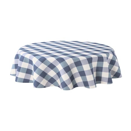 Obrus okrągły 130 x 130 cm granatowo-biała krata (5,5x5,5cm)