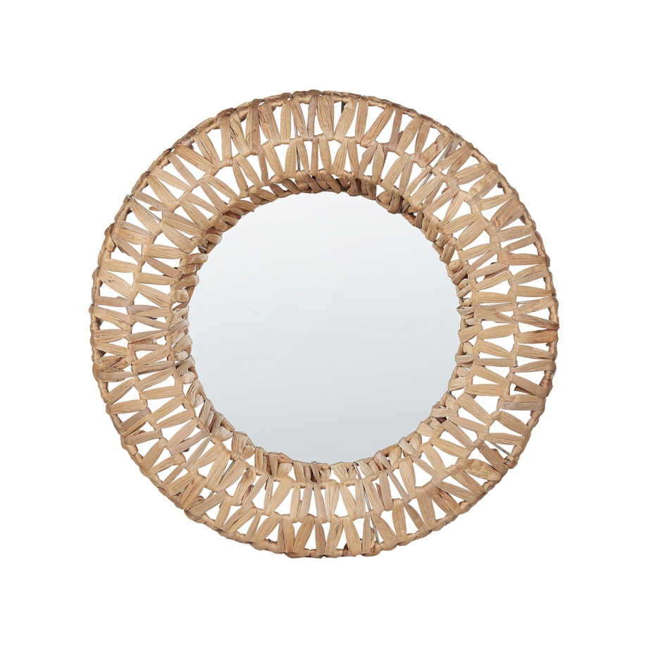 Okrągłe lustro ścienne w plecionej ramie ⌀ 58 cm naturalne SABAOI