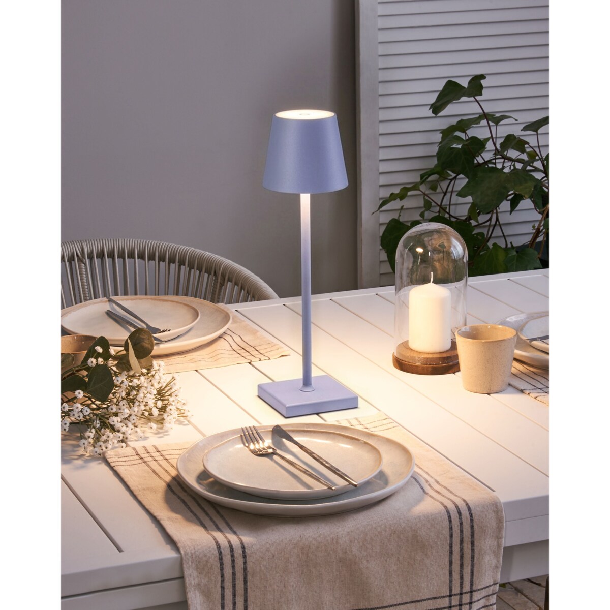 Bezprzewodowa lampa stołowa LED BACEIRO Metal Jasnofioletowy