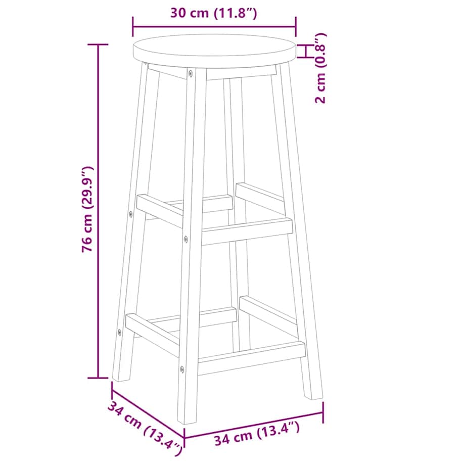 vidaXL Stołki barowe, 6 szt., lite drewno akacjowe