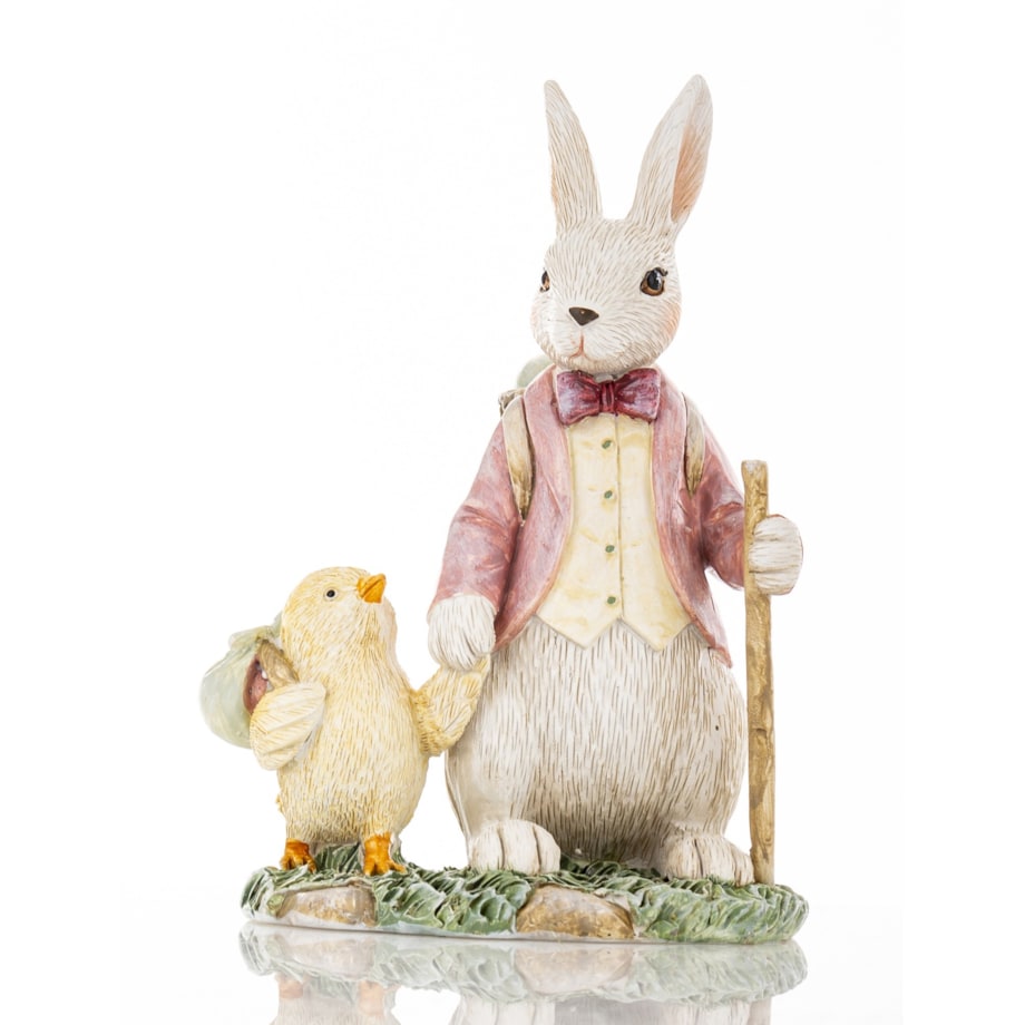 Dekoracja - Królik i kurczaczek wędrowiec 15x10x7 cm FANTI