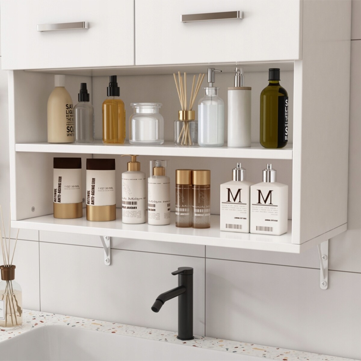 Szafka łazienkowa wisząca ścienna nad pralkę pojemne półki regał loft 64 cm