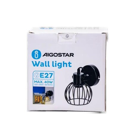 kinkiet ścienny voltaro cage lampa loftowa retro metalowa czarna