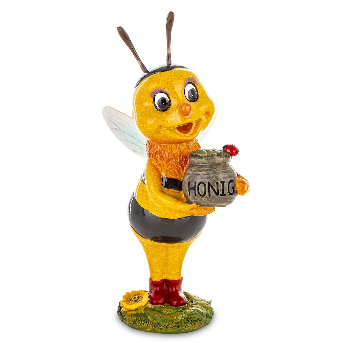 Dekoracja - kolorowa pszczółka 17,5x7x8,5 cm APE z baryłką miodu