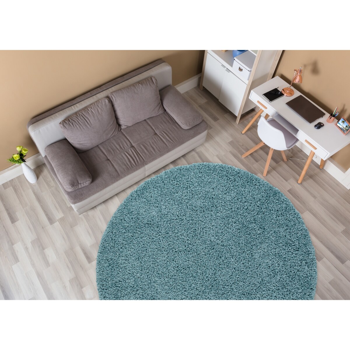 Dywan SOFFI koło shaggy 5cm niebieski koło 100 cm