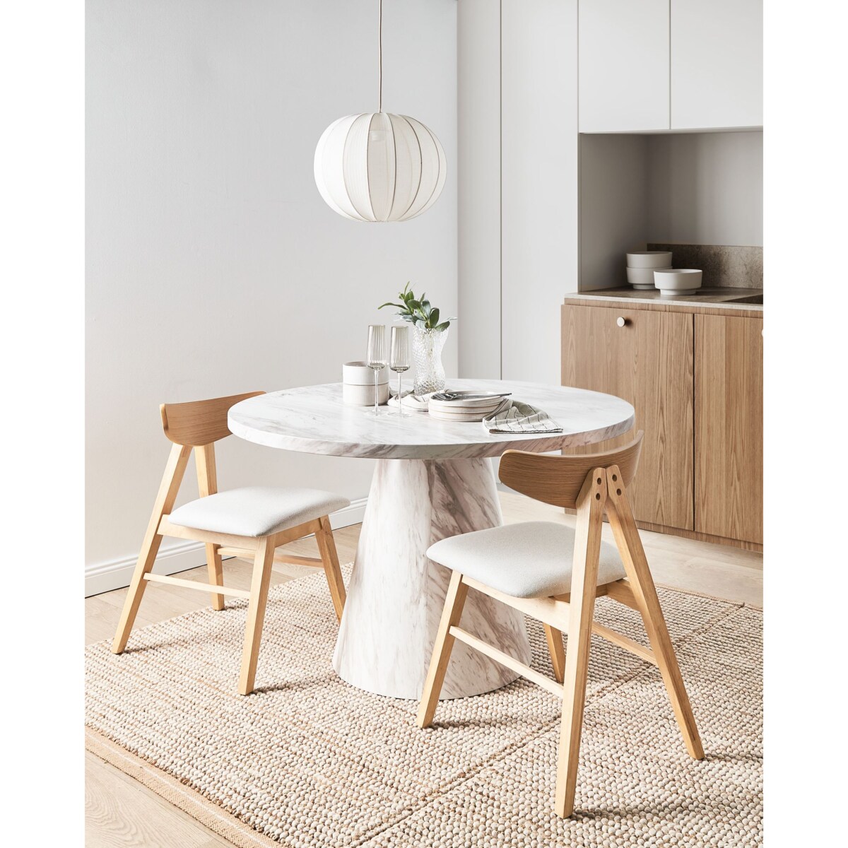 Zestaw 2 krzeseł do jadalni LACOTA Drewno Jasny brąz/ szary