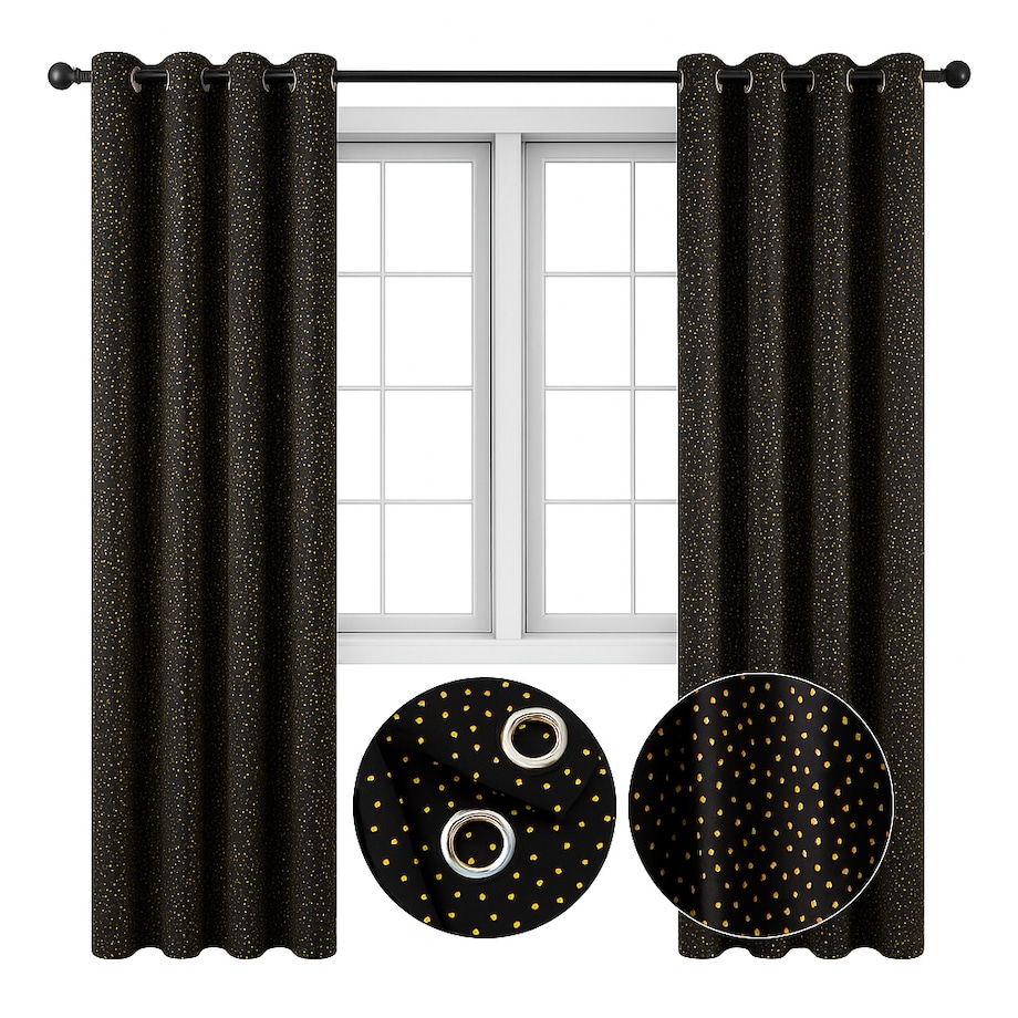 zasłona welurowa ze złotymi kropeczkami 140x250 cm