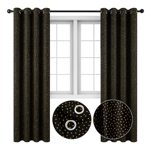 zasłona welurowa ze złotymi kropeczkami 140x250 cm