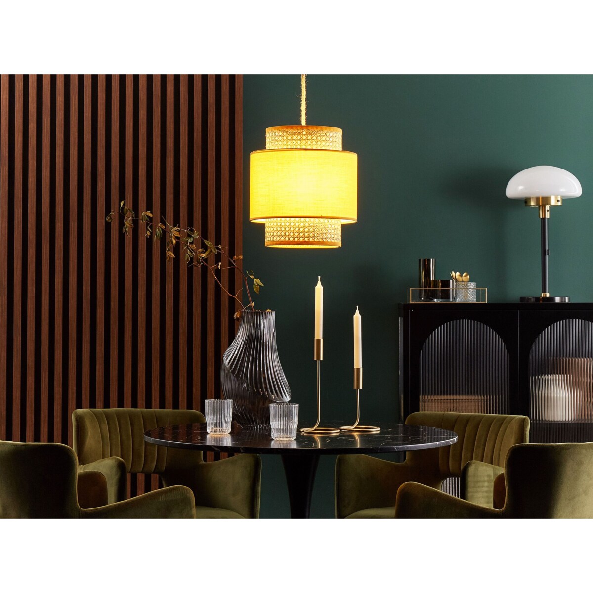 Lampa wisząca rattanowa naturalna z żółtym BOERI