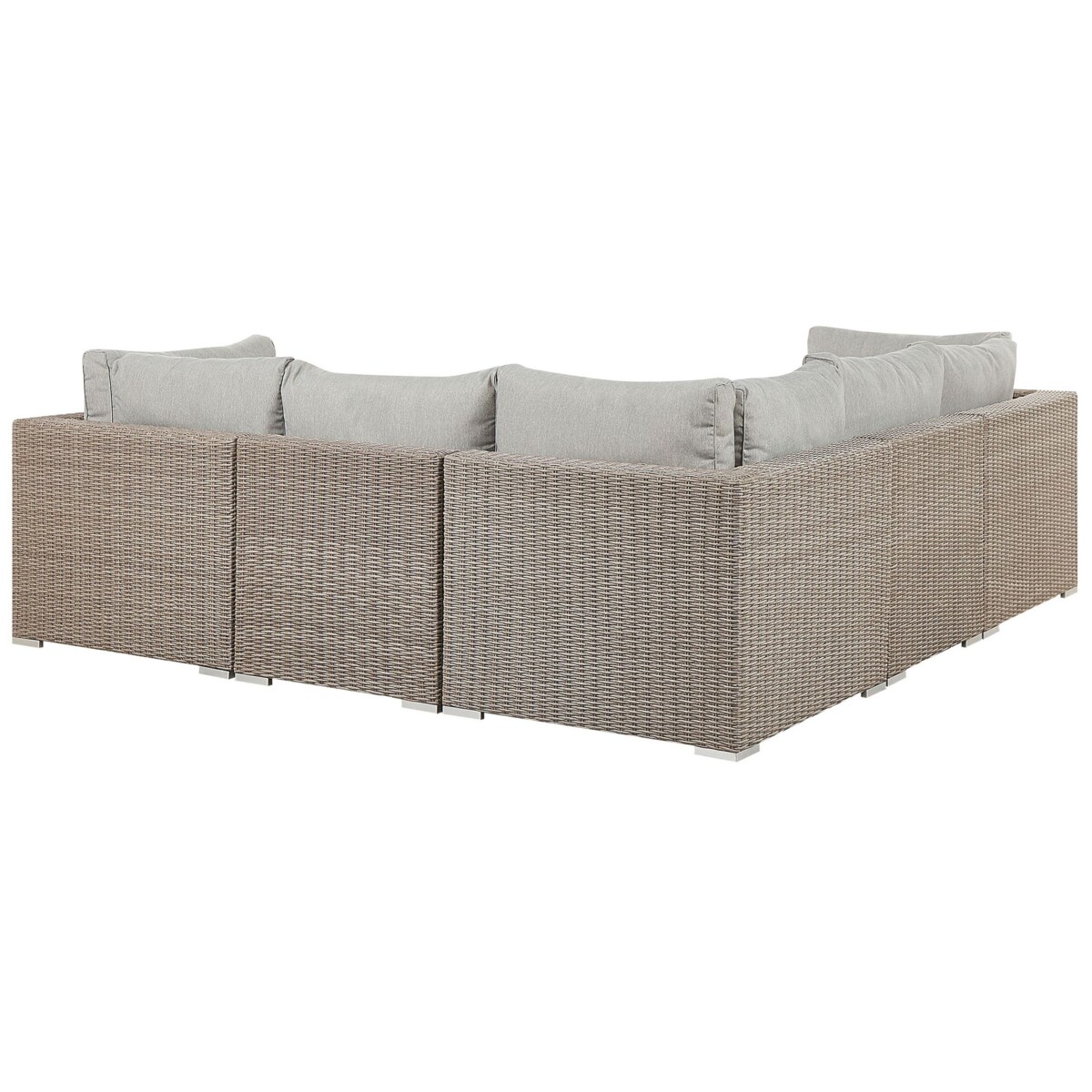 Zestaw ogrodowy ze stolikiem dla 6 osób CONTARE Lewostronny Modułowy Technorattan Beżowoszary