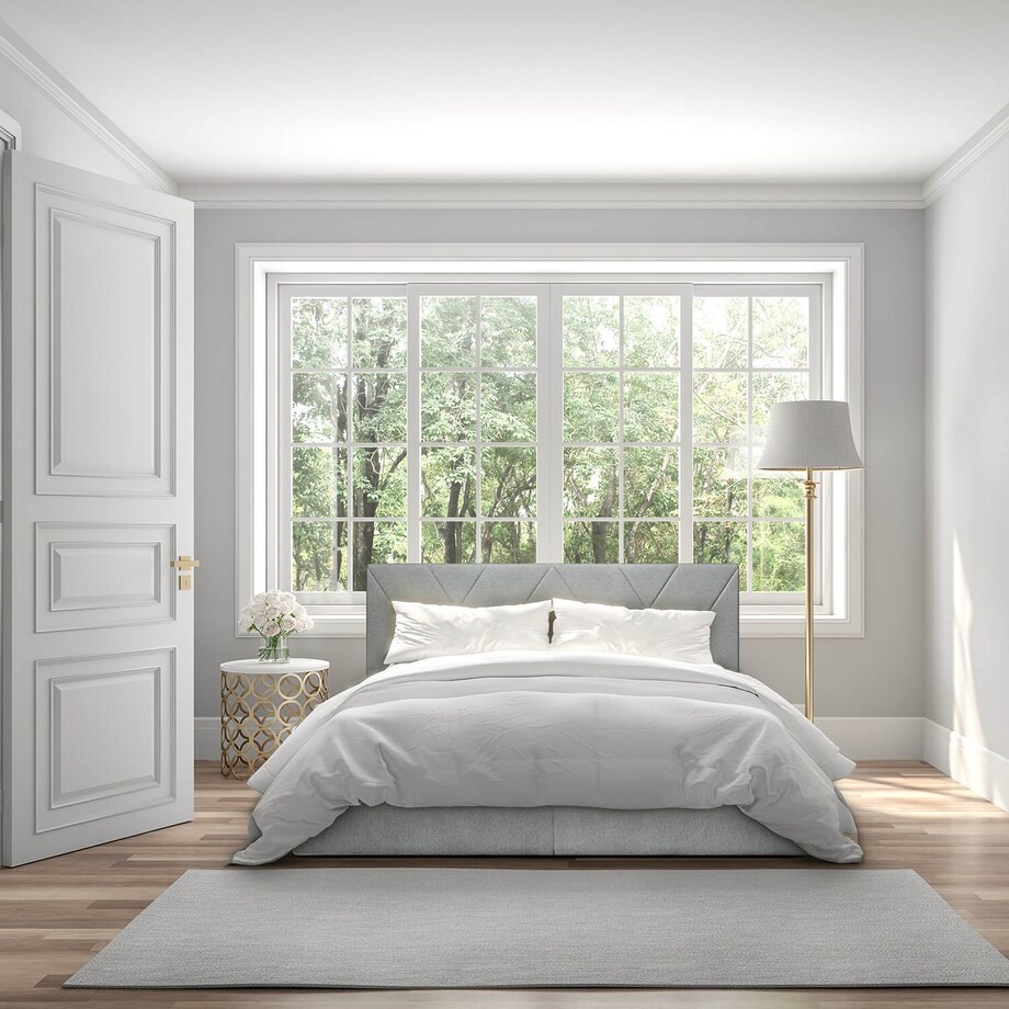 Łóżko kontynentalne ALLIE 120x200 z pojemnikiem, Szary, tkanina Megan 365