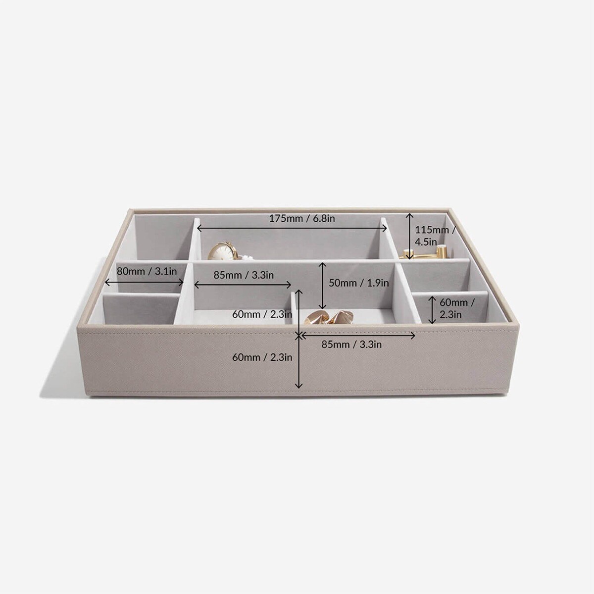 Szkatułka na biżuterię Stackers 11 komorowa supersize velvet taupe