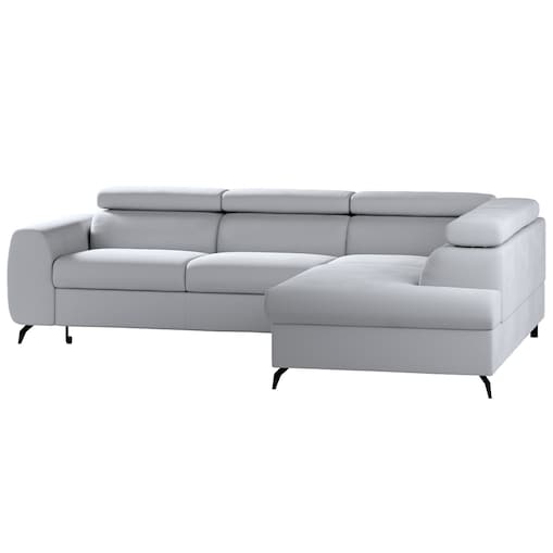 Narożnik rozkładany Leo, szary, 268 x 201 x 93 cm, Tkaniny tapicerskie - sofy