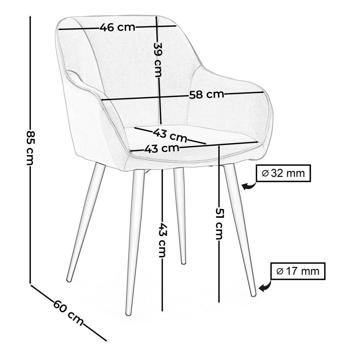 Krzesło tapicerowane welurowe LAGO velvet aksamit beżowe