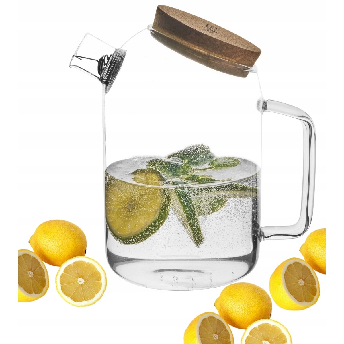 DZBANEK SZKLANY do HERBATY zioła pojemnik na wodę kompot sok 1,2 L prezent