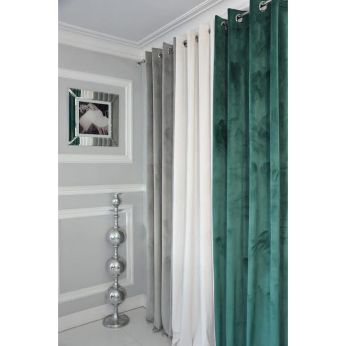 Zasłona welurowa gładka | 140x250 cm przelotki | biały