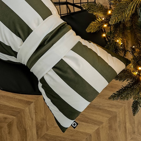 Poduszka XMAS wzór XM56 | Kokarda w paski oliwkowa 40 x 60 cm