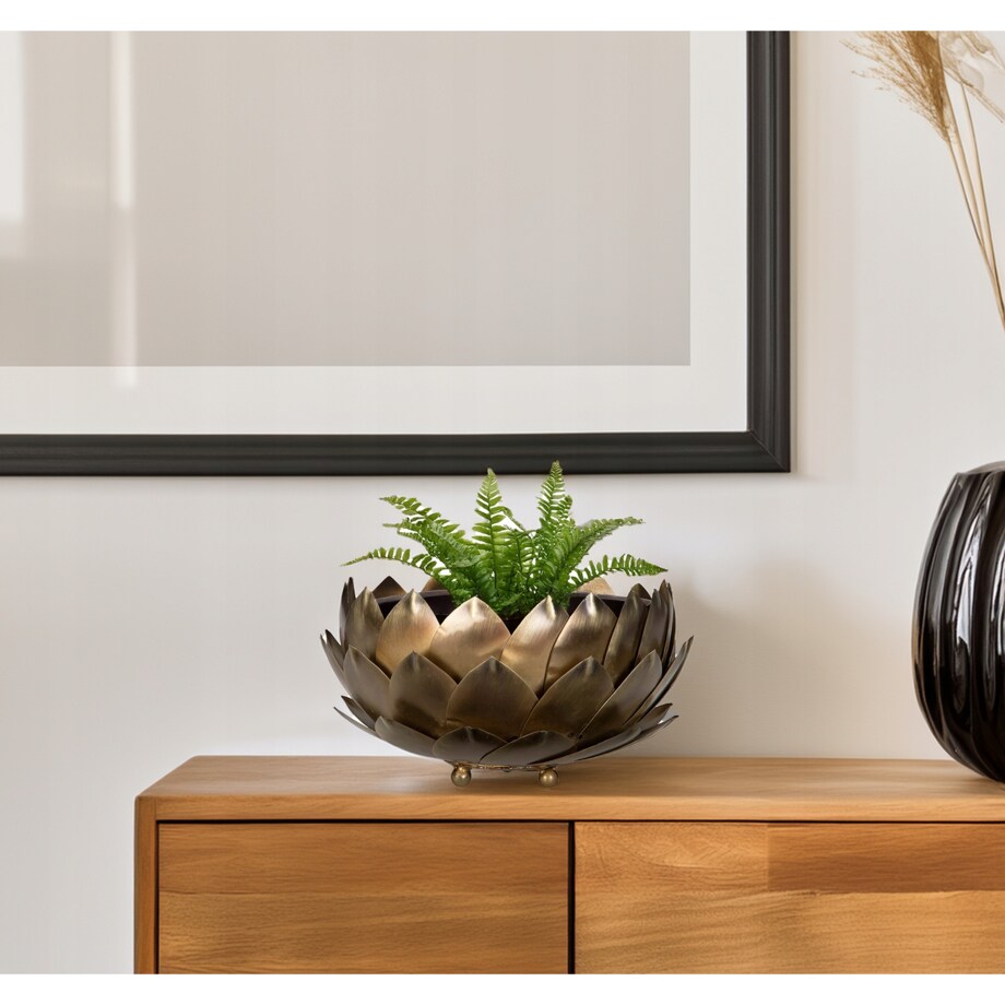 DONICZKA NA BONSAI 22cm ZŁOTA DUŻA loft osłonka metalowa do salonu domu