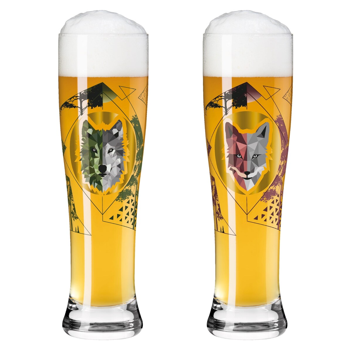 Zestaw 2 szklanek do piwa Brauchzeit #2, wilk i lis