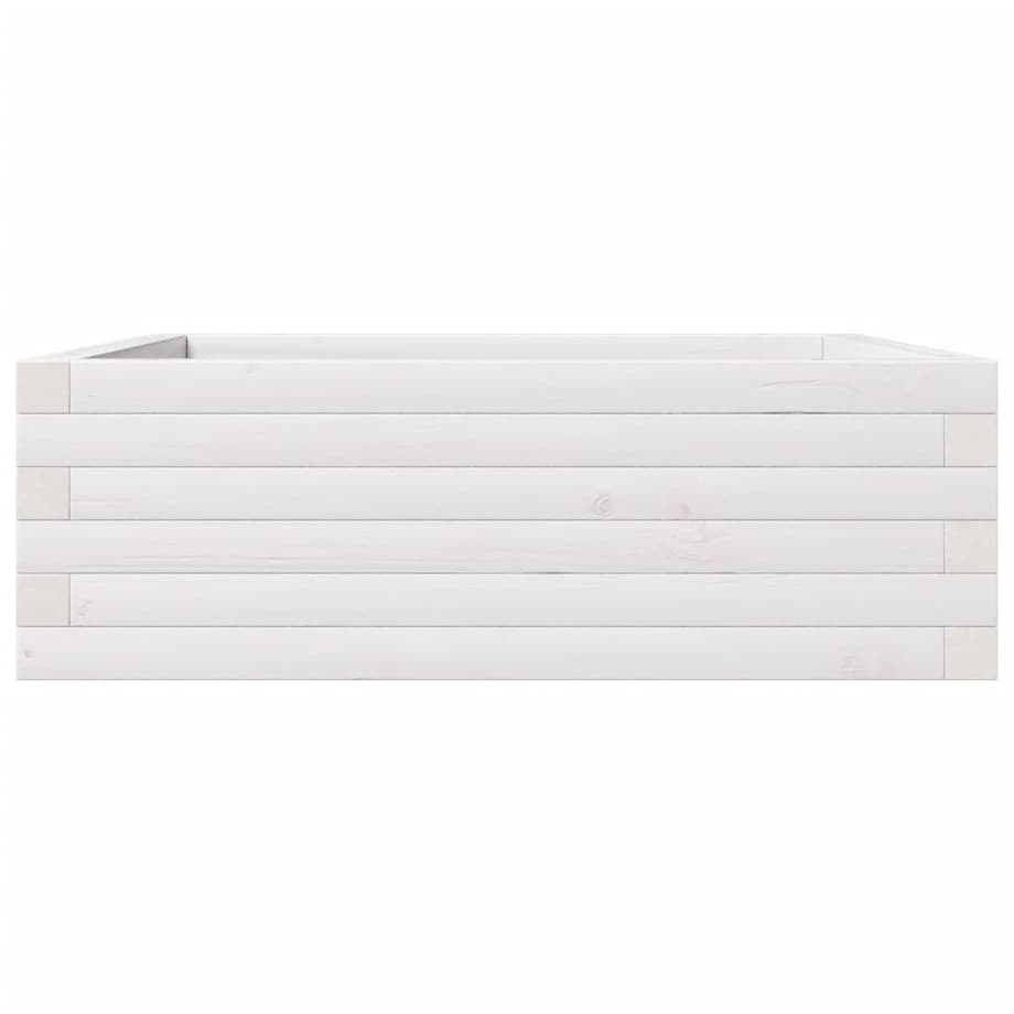 vidaXL Donica ogrodowa, biała, 70x70x23 cm, lite drewno sosnowe