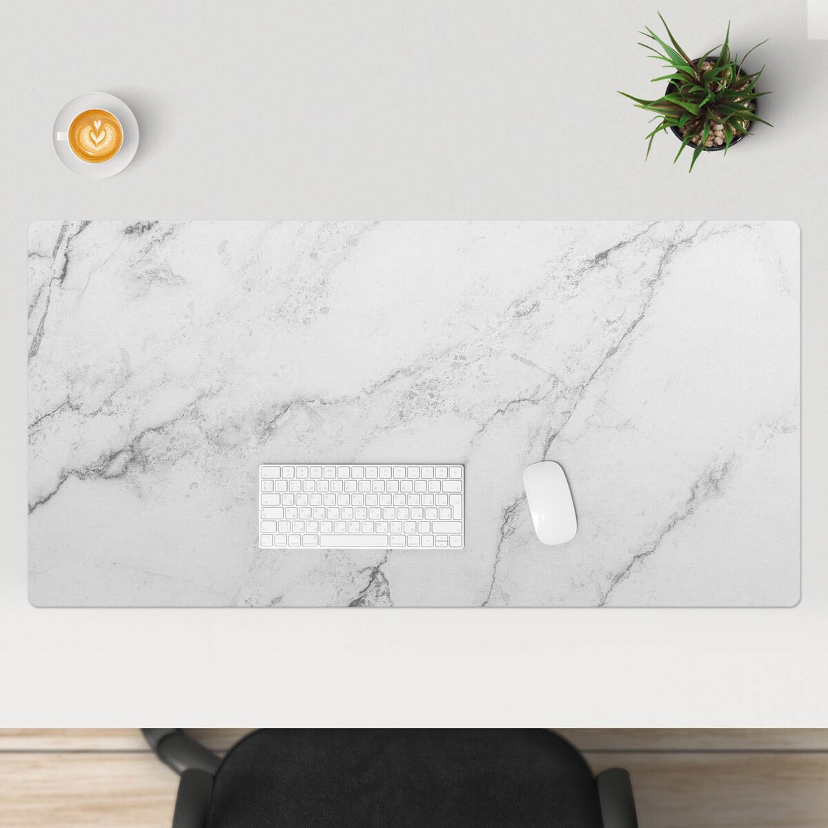 Biała mata na biurko Marmurowe żyłki, 120x60 cm