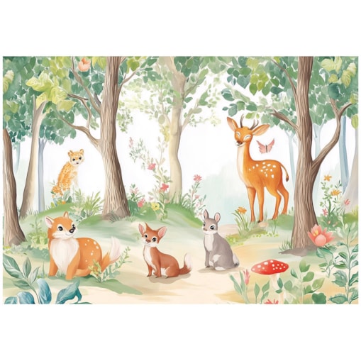 Fototapeta Dla Dzieci Na Flizelinie Zwierzęta Drzewa Zielony 400x280