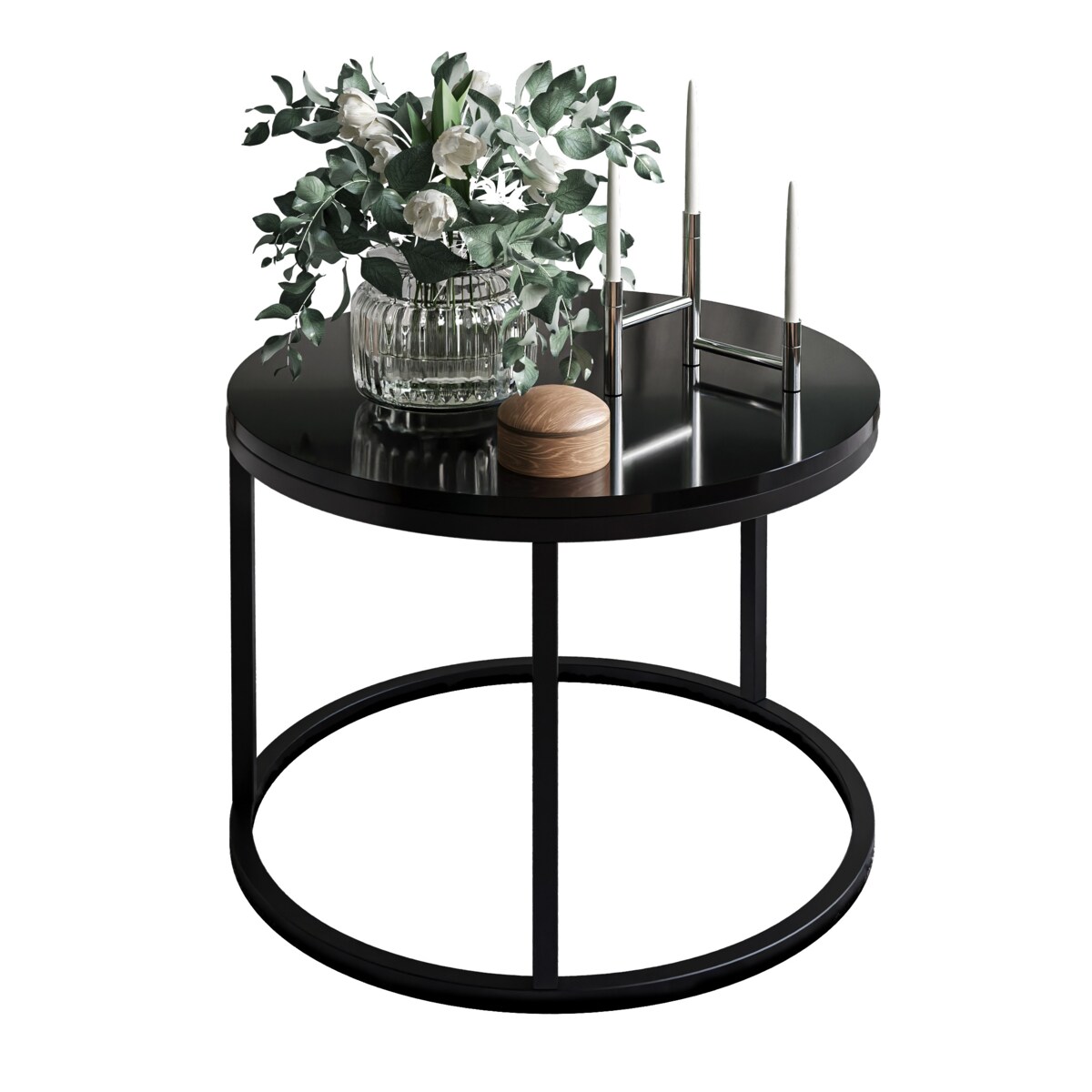 Okrągły stolik kawowy CIRI czarny połysk