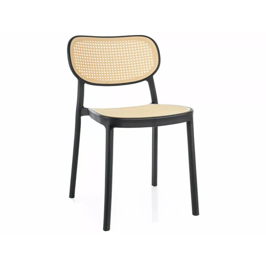 Krzesło z tworzywa BALI czarne/beżowe