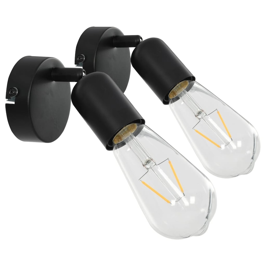 vidaXL Lampy, 2 szt., żarówki żarnikowe, 2 W, czarne, E27
