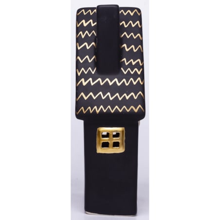 Dolomitowy czarny domek LED 19x12x6,5 cm JOUDA