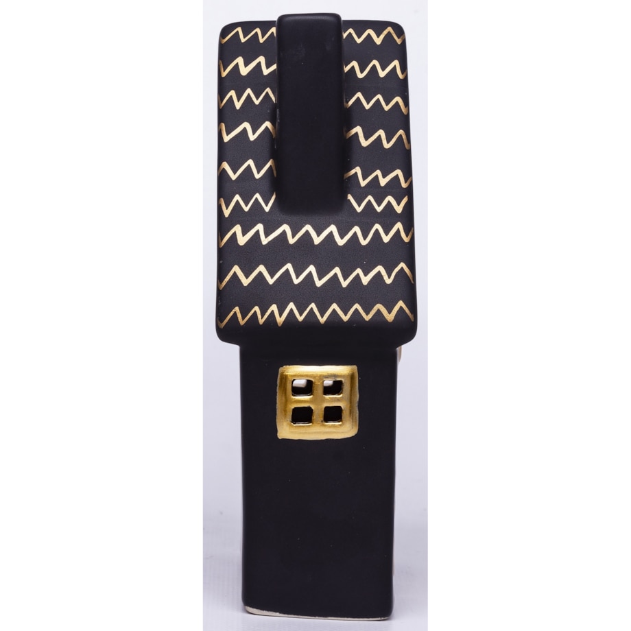 Dolomitowy czarny domek LED 19x12x6,5 cm JOUDA