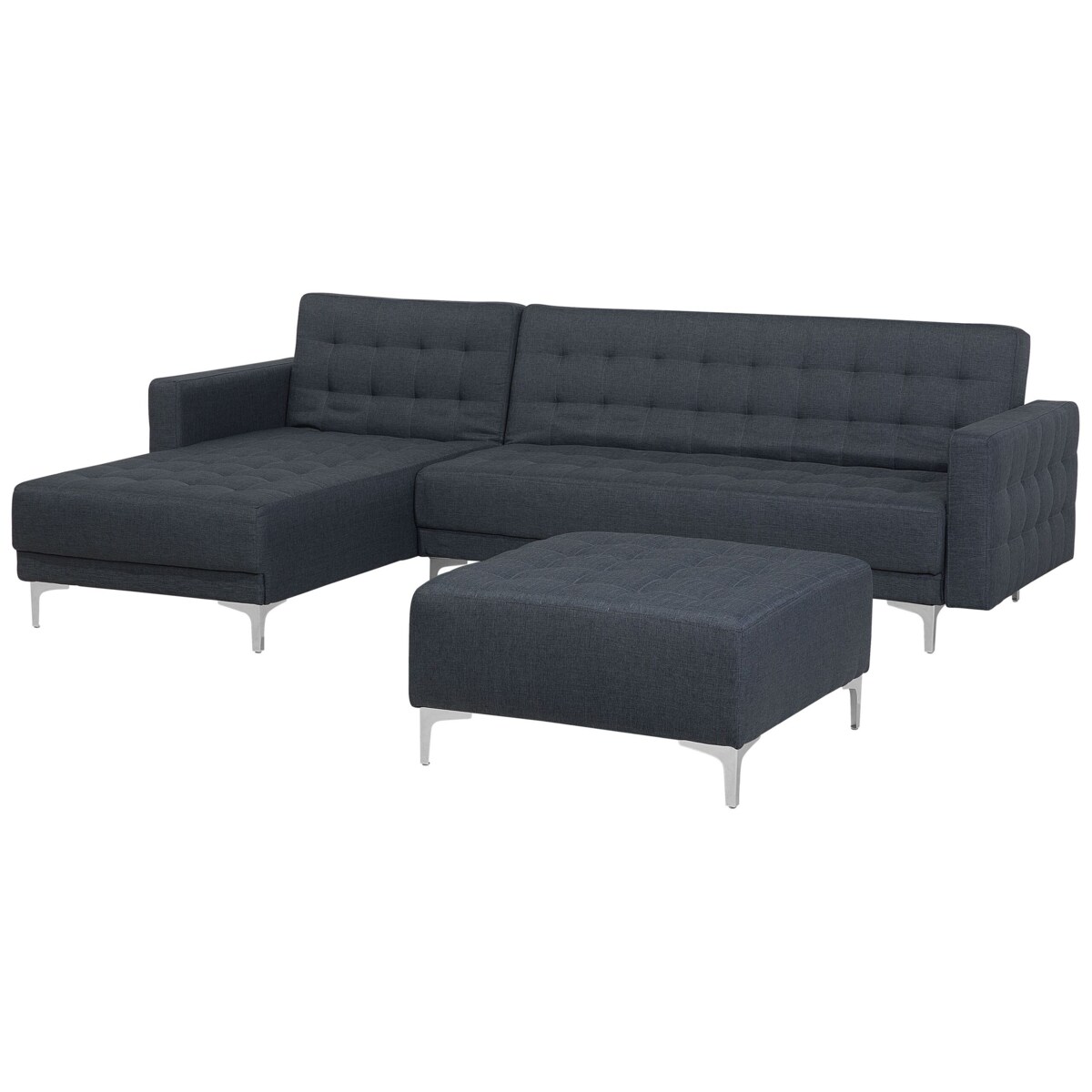 Narożnik rozkładany 4-osobowy z otomaną prawostronny ciemnoszary ABERDEEN