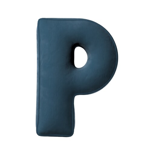 Poduszka literka P, pruski błękit, 35x40cm, Posh Velvet