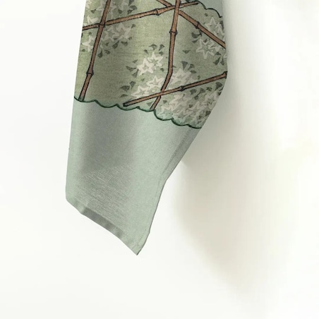 Lniany ręcznik kuchenny - japońska zielona woda
