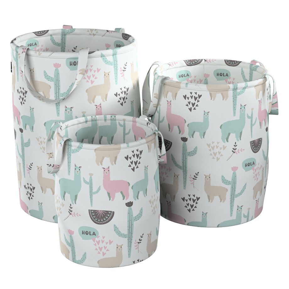 Kosz na zabawki Tobi, pastelowe lamy na jasnoszarym tle, 40x50cm, Magic Collection