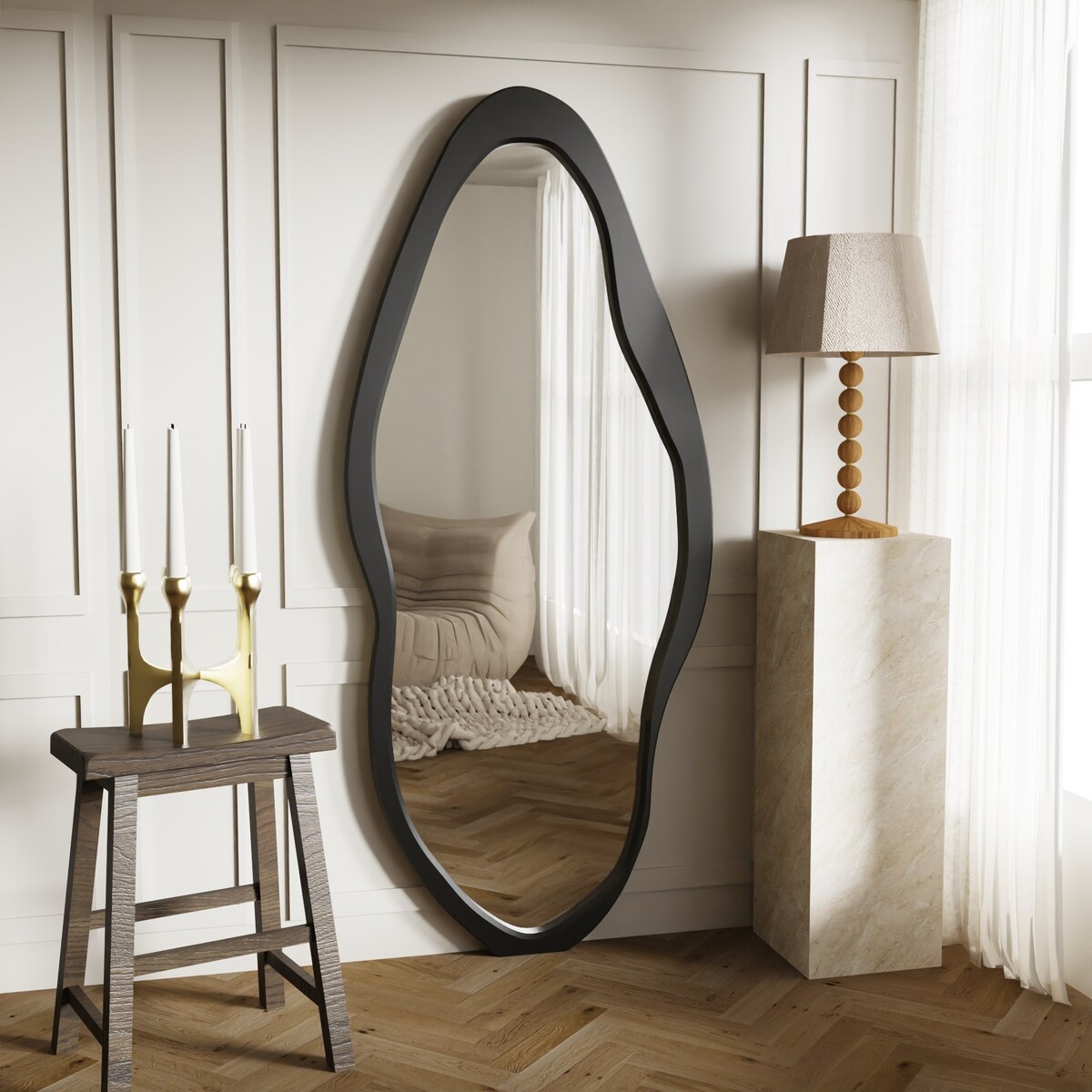 Lustro wiszące nieregularne 180x80 cm czarne