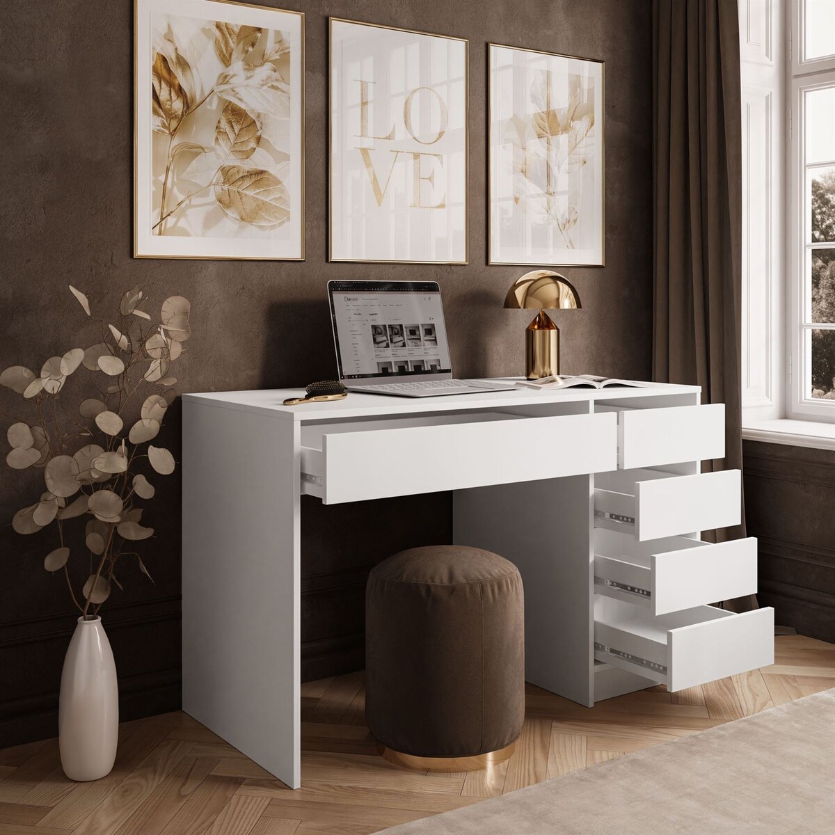 Biurko MADA z szufladami biały mat