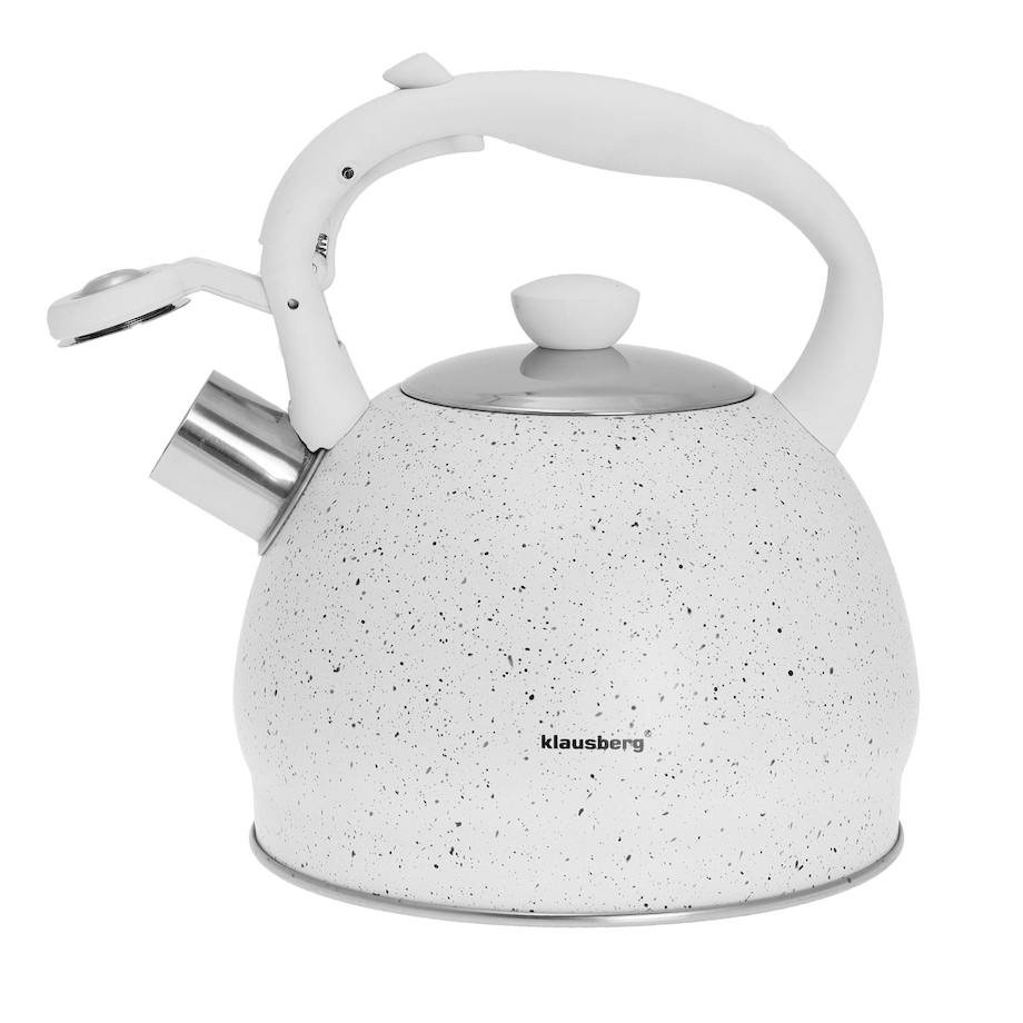 Czajnik stalowy z gwizdkiem 2L indukcja gaz biały marmurek KLAUSBERG