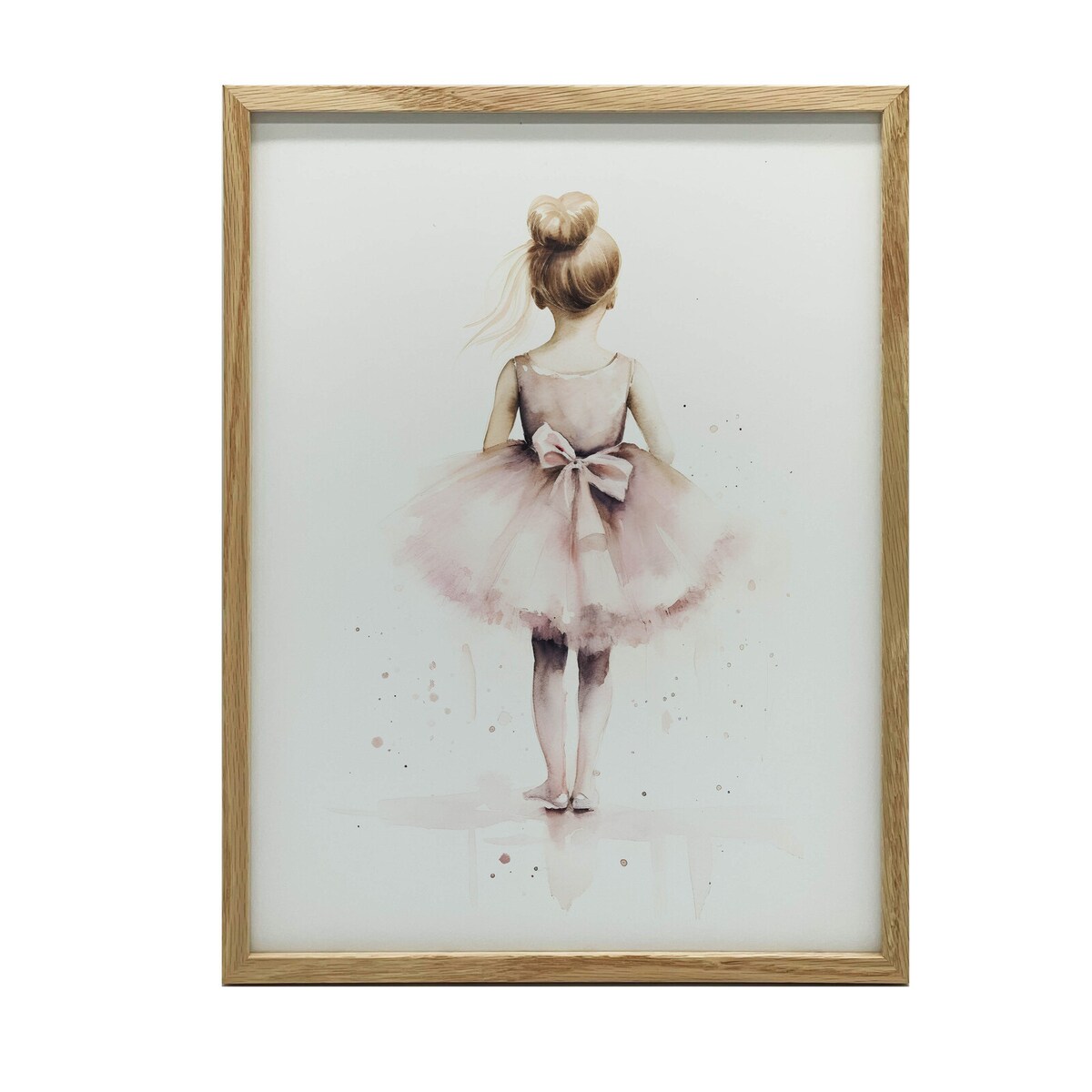 Różowa Balerina – Tańcząca Księżniczka, 40x50 cm, rama drewniana jasny dąb, papier matowy 230 gsm