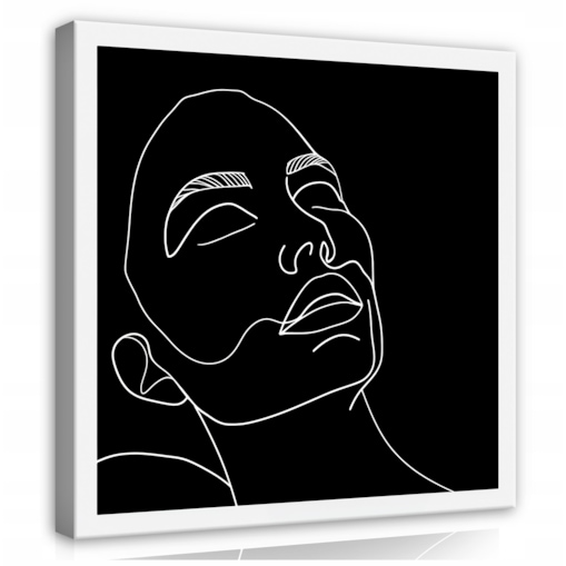 OBRAZ LINE ART KOBIETA KWADRAT NA PŁÓTNIE ŚCIANĘ DO SYPIALNI SALONU 80x80