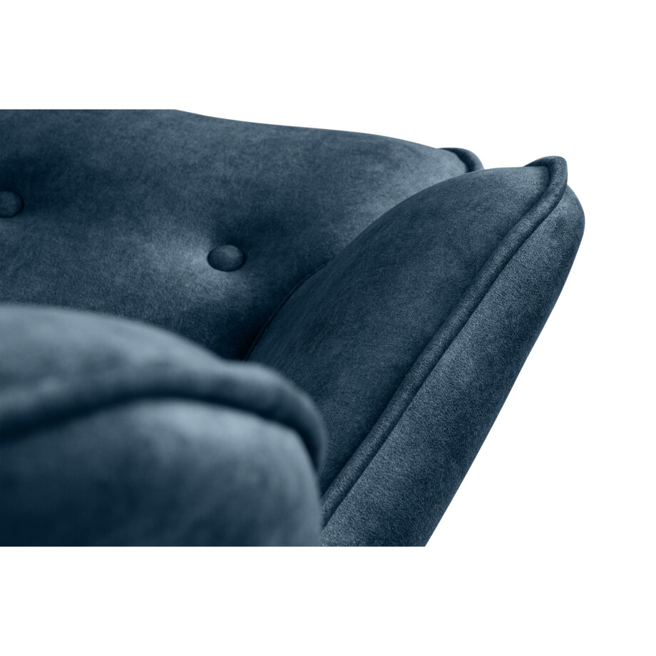 KONSIMO GLORI Fotel wypoczynkowy welur z pikowaniem jasnoszary ciemnoniebieski