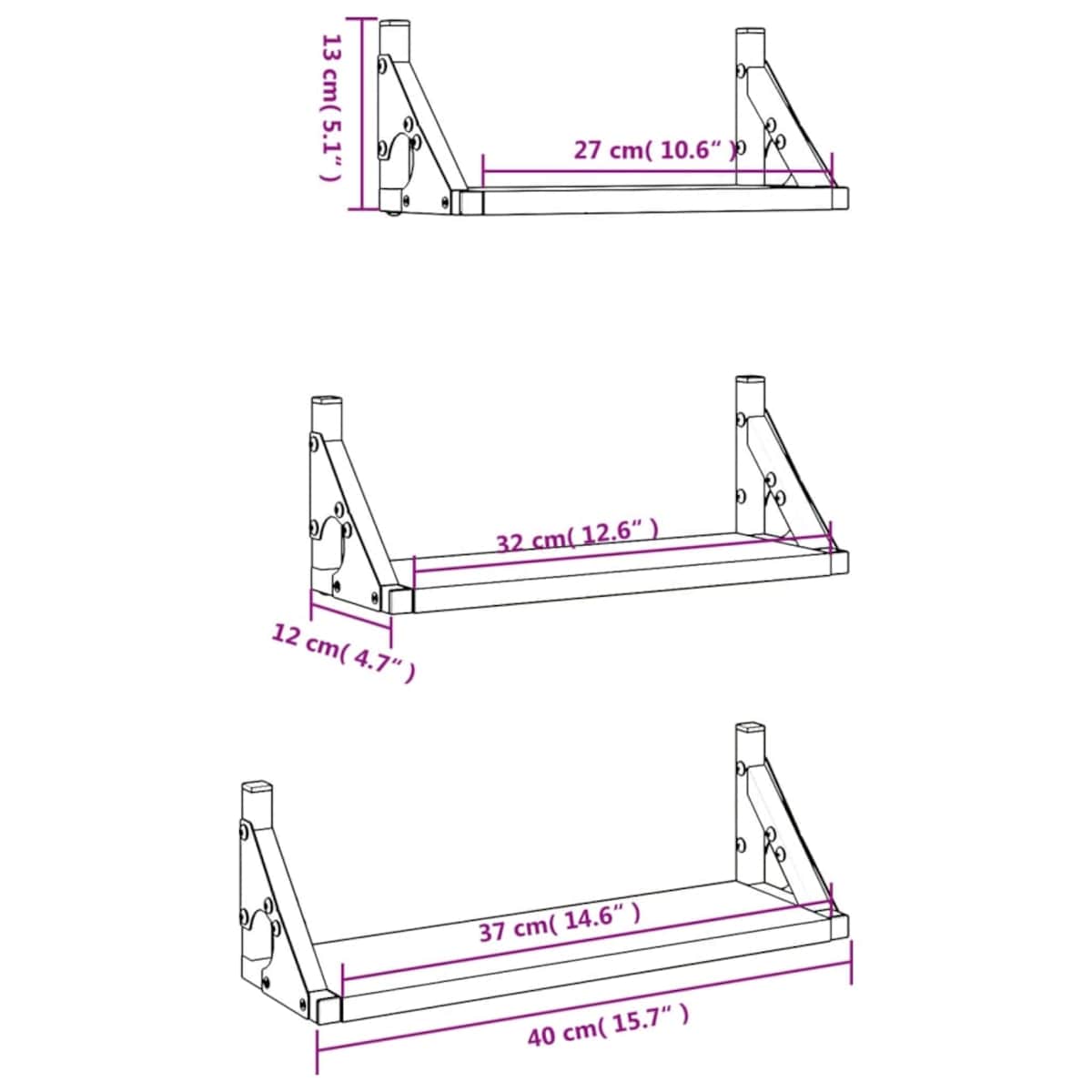 vidaXL Zestaw 3 półek ściennych, dąb sonoma, materiał drewnopochodny