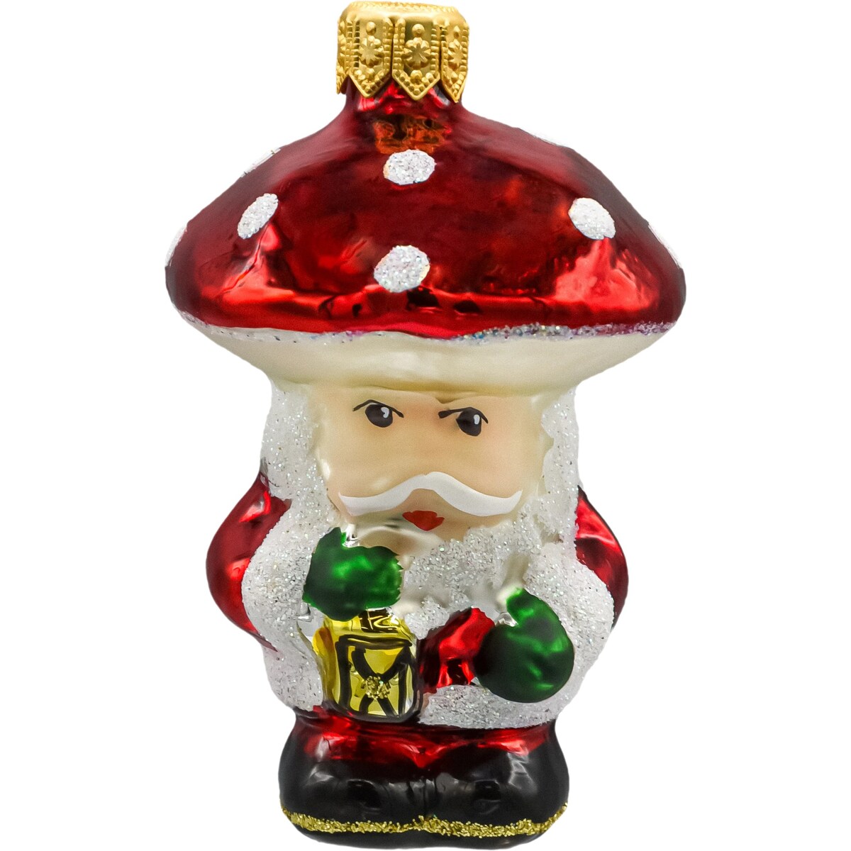 Bombka choinkowa: Mikołaj w kapeluszu grzyba muchomora