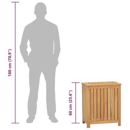 vidaXL Kosz na pranie, 50x35x60 cm, lite drewno tekowe