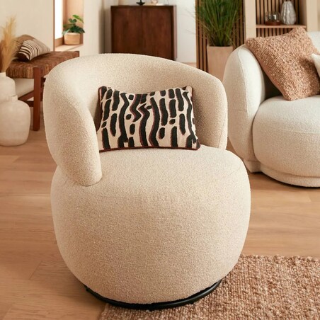 Fotel obrotowy, frotte, beżowy Sileo