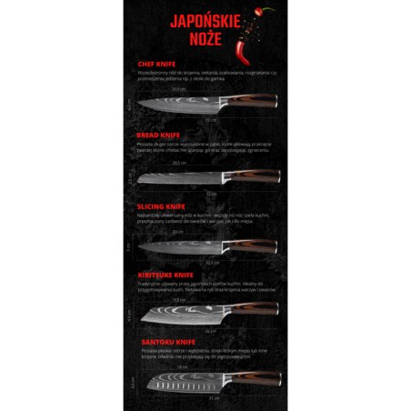 Japoński styl Profesjonalny nóż szefa kuchni Stal wysokowęglowa Muteki