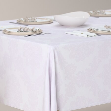 Obrus prostokątny 130 x 160 cm liście akantu na białym tle