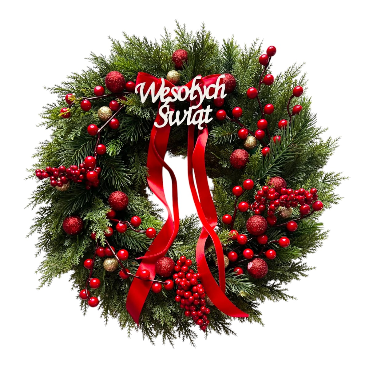 Wianek świąteczny wieniec BOŻE NARODZENIE ozdobny 45 cm na drzwi XXL